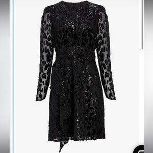 NWT Express Leopard Velvet Burnout Ruffle Front Dress